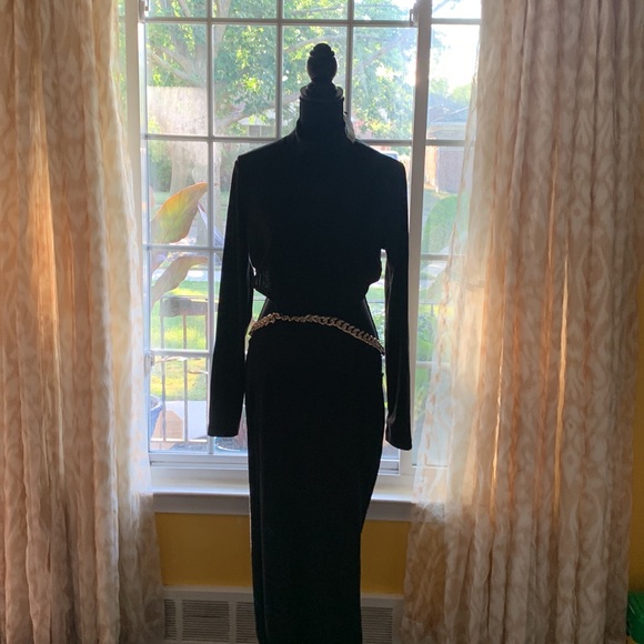 COPY - Akira black maxi dress w gold waist chain - Picture 3 of 11